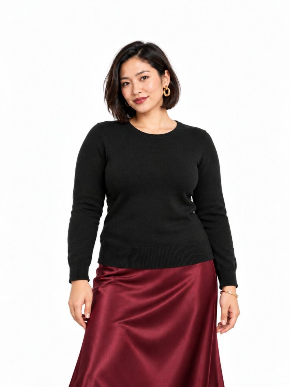Privé Cashmere Black Crewneck Sweater Size L Minimalist